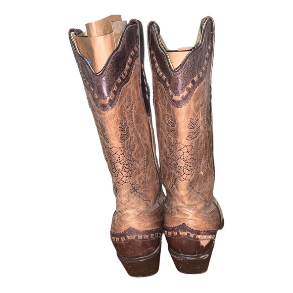 Corral Womens Size 10 M Brown/beige Leather Western Cowboy Boots Pointed Toe - Picture 5 of 8